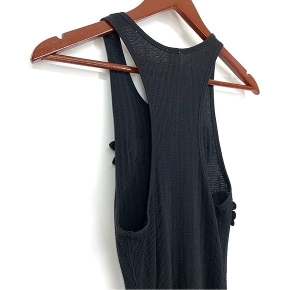 Free People Black Flower Applique Embroidered Berlin Muscle Tank Top Size XS - Picture 8 of 15